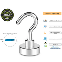 10 packs Neodymium Magnetic Hooks Strong for Hanging Grill Toolbox 4lbs 17lbs