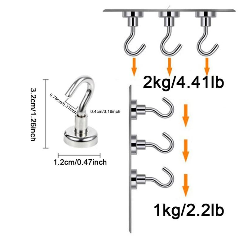 10 packs Neodymium Magnetic Hooks Strong for Hanging Grill Toolbox 4lbs 17lbs