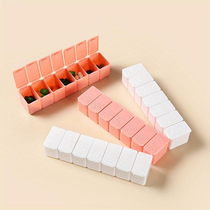 Portable Weekly Pill Organizer 7 Days Dispenser Vitamins Fish Calcium Tablets