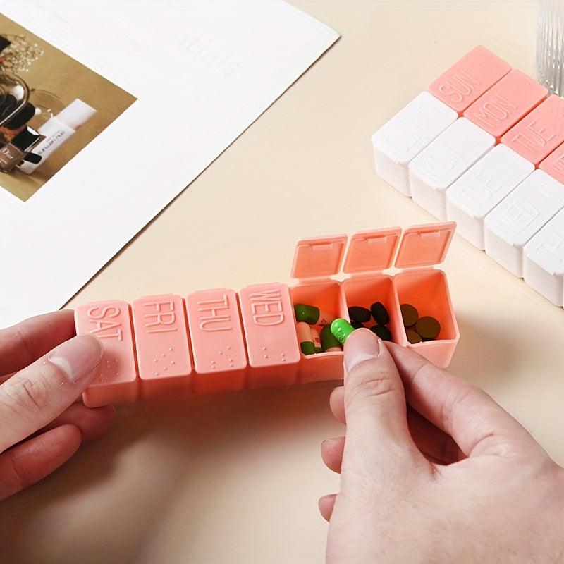 Portable Weekly Pill Organizer 7 Days Dispenser Vitamins Fish Calcium Tablets