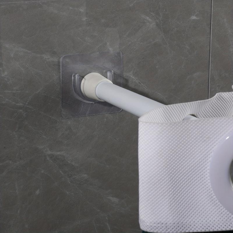 10pcs Telescopic Rod Bracket Adhesive Shower Curtain Holder No Drilling