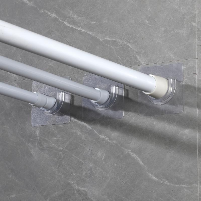 10pcs Telescopic Rod Bracket Adhesive Shower Curtain Holder No Drilling