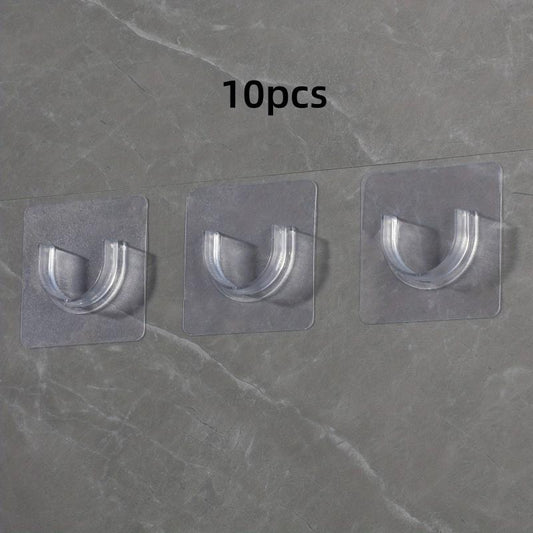 10pcs Telescopic Rod Bracket Adhesive Shower Curtain Holder No Drilling