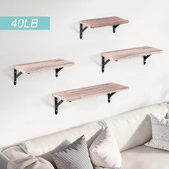 Set of 4 Dark Carbonized Floating Shelves