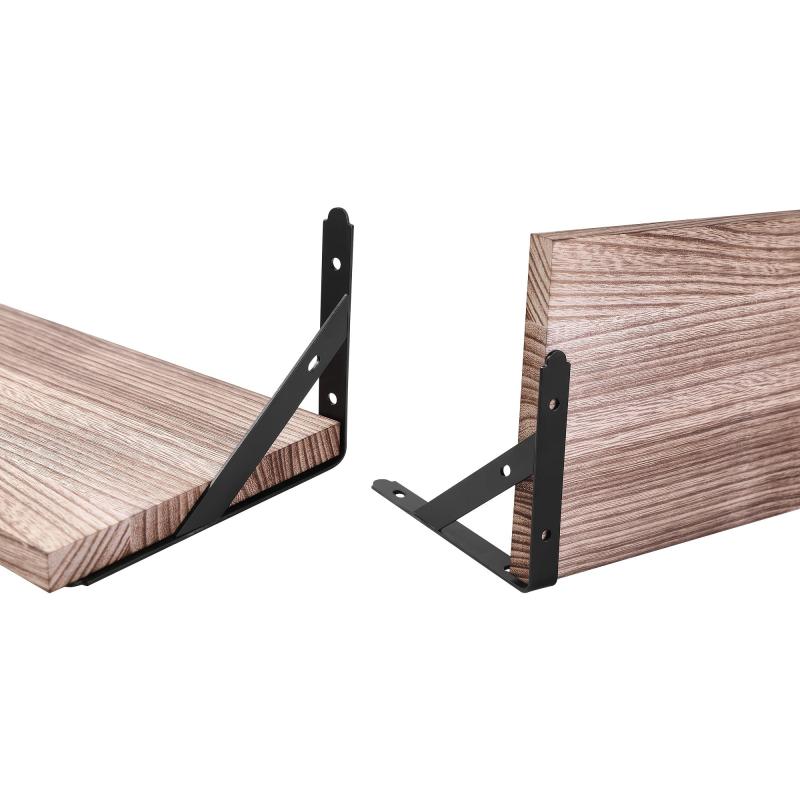 Set of 4 Dark Carbonized Floating Shelves