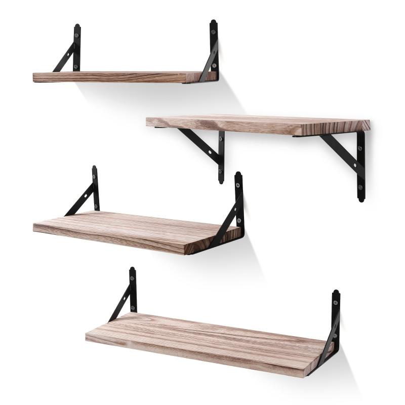 Set of 4 Dark Carbonized Floating Shelves