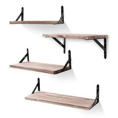 Set of 4 Dark Carbonized Floating Shelves