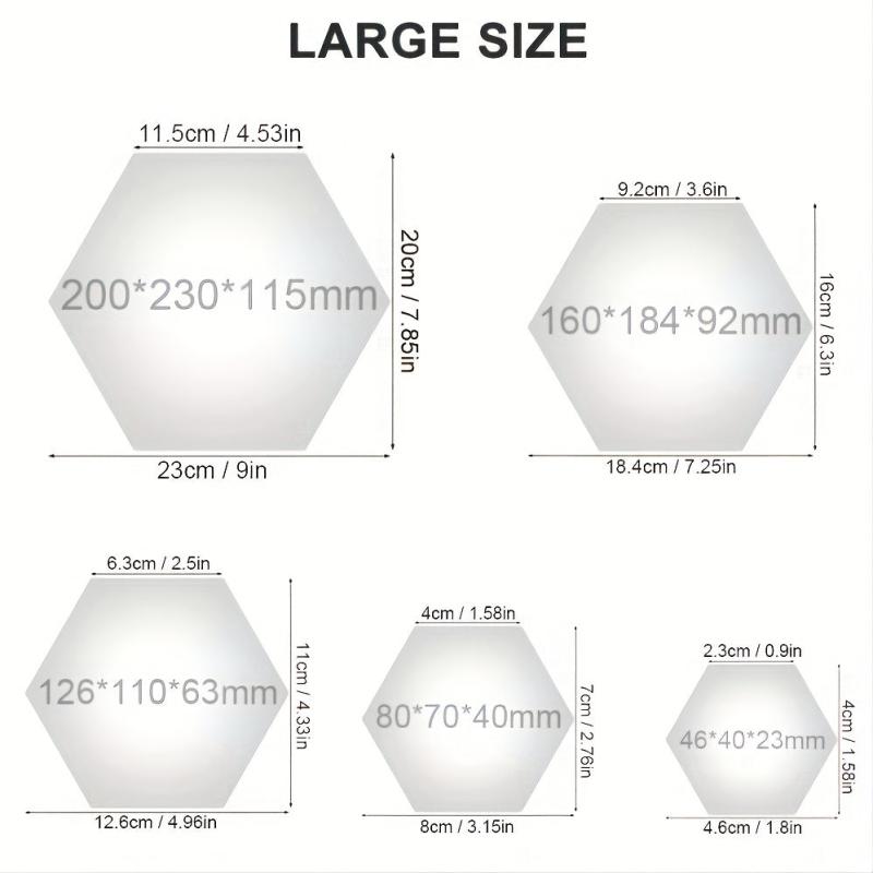 12pcs Hexagon Mirror Wall Stickers Acrylic Tiles for Home Decor