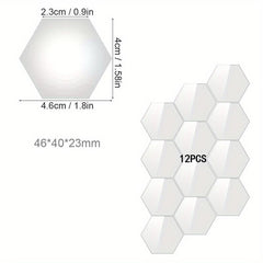 12pcs Hexagon Mirror Wall Stickers Acrylic Tiles for Home Decor
