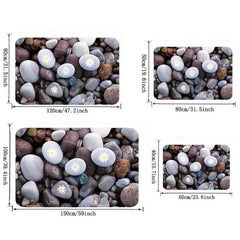 Flower Stone Print Floor Mat Non-slip Bath Rug
