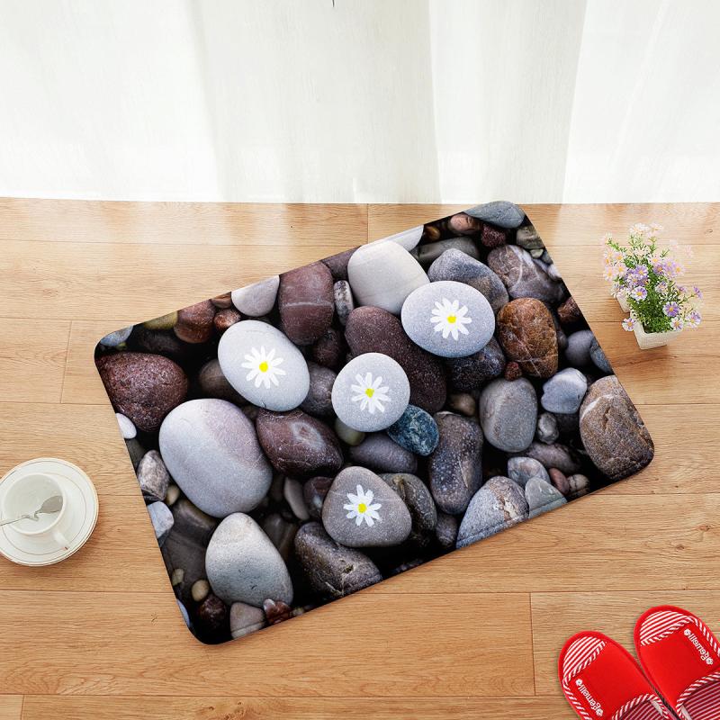 Flower Stone Print Floor Mat Non-slip Bath Rug