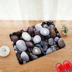 Flower Stone Print Floor Mat Non-slip Bath Rug