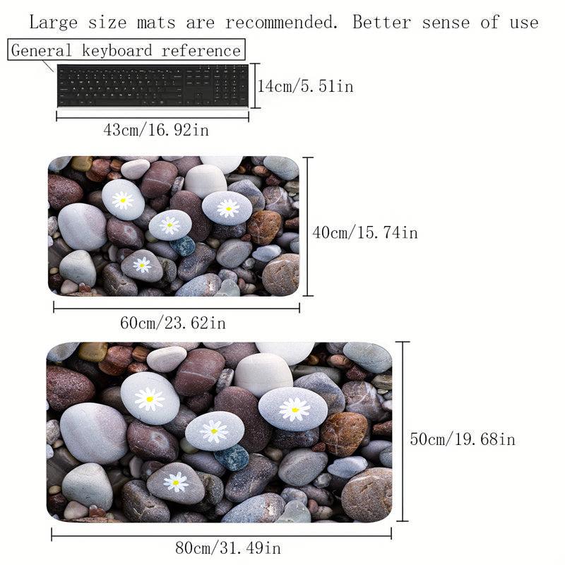 Flower Stone Print Floor Mat Non-slip Bath Rug