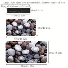 Flower Stone Print Floor Mat Non-slip Bath Rug