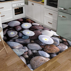 Flower Stone Print Floor Mat Non-slip Bath Rug