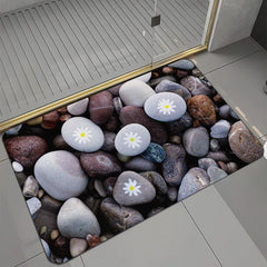Flower Stone Print Floor Mat Non-slip Bath Rug