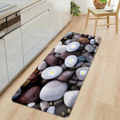 Flower Stone Print Floor Mat Non-slip Bath Rug