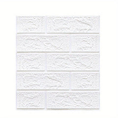 10pcs DIY 3D Wallpaper Foaming Cotton Self Adhesive Waterproof