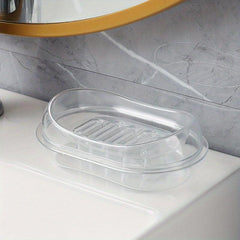 Rectangle Plastic Soap Dish for Bathroom, Transparent Soap Box