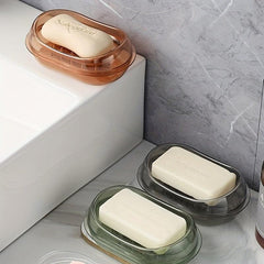 Rectangle Plastic Soap Dish for Bathroom, Transparent Soap Box