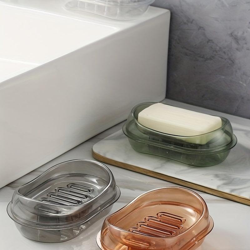 Rectangle Plastic Soap Dish for Bathroom, Transparent Soap Box