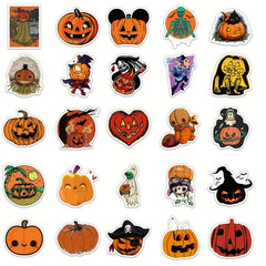 50pcs Waterproof Halloween Pumpkin Stickers for Party Decor