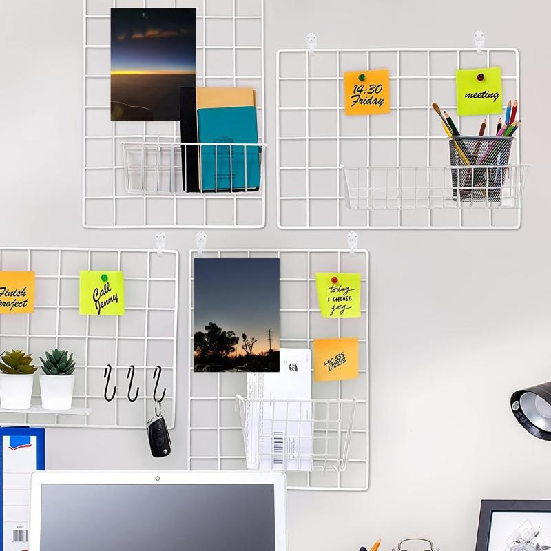Wire Wall Grid Panel Metal Wall Storage Organizer 40x30cm