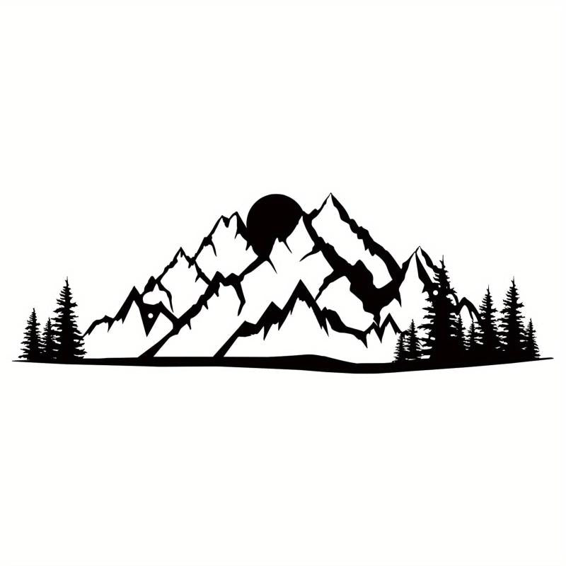 Mountain Forest Deer Metal Wall Decoration Minimalist Line Drawing