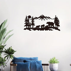 Mountain Forest Deer Metal Wall Decoration Minimalist Line Drawing