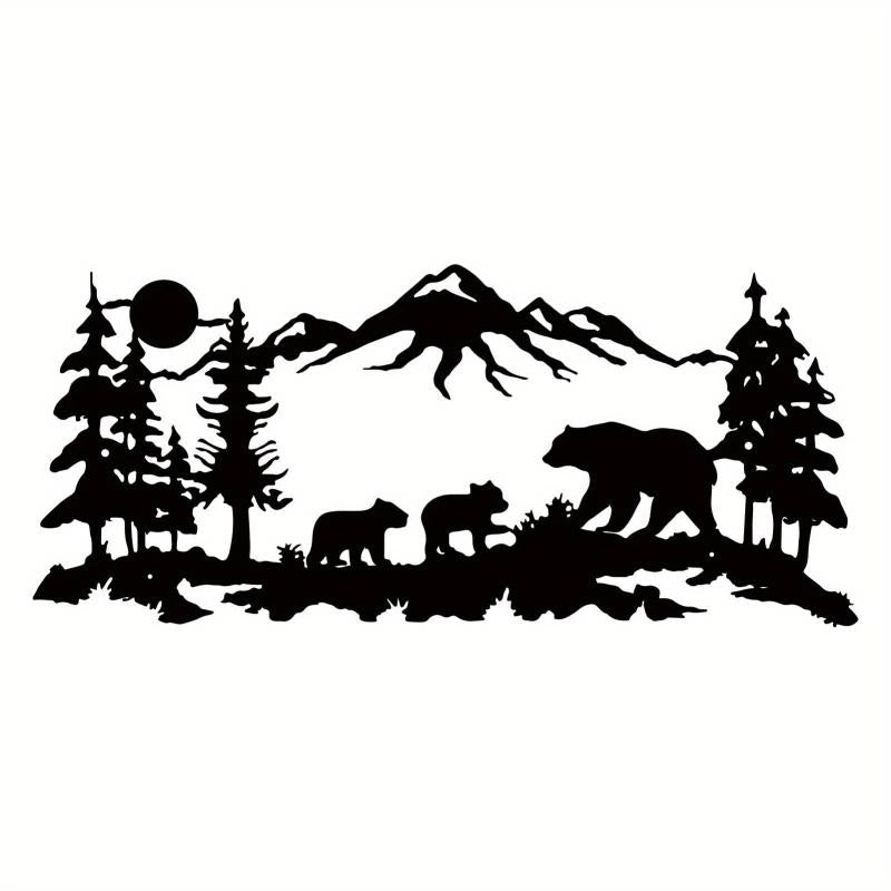 Mountain Forest Deer Metal Wall Decoration Minimalist Line Drawing