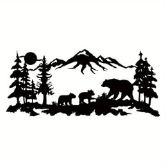 Mountain Forest Deer Metal Wall Decoration Minimalist Line Drawing