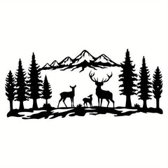 Mountain Forest Deer Metal Wall Decoration Minimalist Line Drawing
