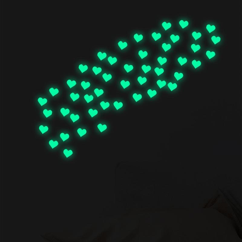 50pcs Heart Luminous Sticker Glow In The Dark Wall Decals DIY Ceiling Sticker