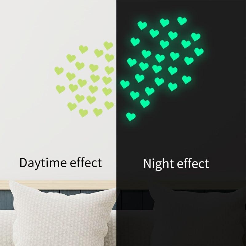 50pcs Heart Luminous Sticker Glow In The Dark Wall Decals DIY Ceiling Sticker