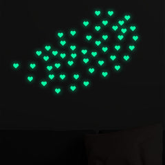 50pcs Heart Luminous Sticker Glow In The Dark Wall Decals DIY Ceiling Sticker