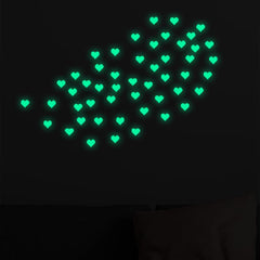 50pcs Heart Luminous Sticker Glow In The Dark Wall Decals DIY Ceiling Sticker