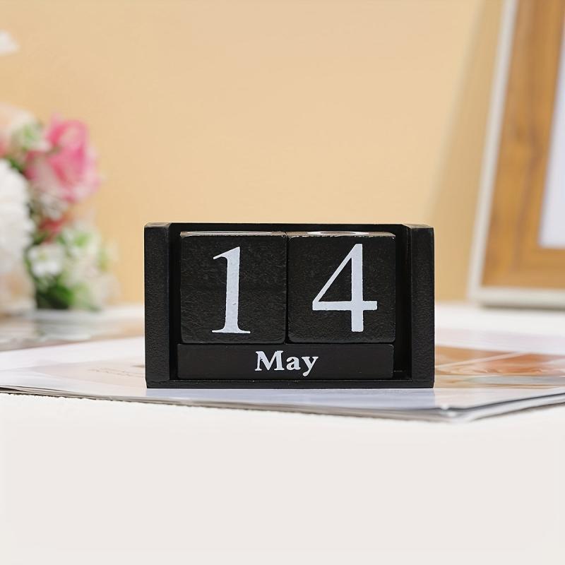 Wooden Perpetual Calendar Blocks Rustic Home Desk Farm Decor