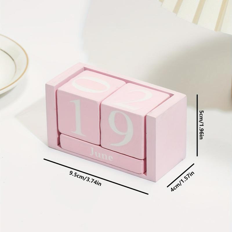 Wooden Perpetual Calendar Blocks Rustic Home Desk Farm Decor
