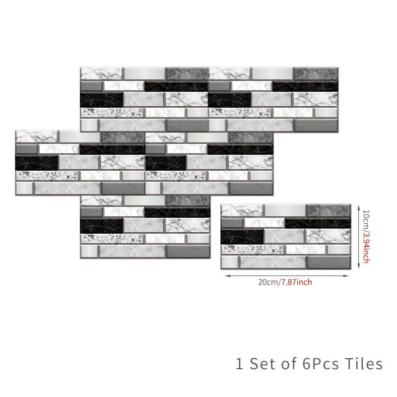 6pcs Waterproof Wall Tile Stickers for Bathroom Toilet Kitchen Living Room