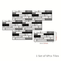 6pcs Waterproof Wall Tile Stickers for Bathroom Toilet Kitchen Living Room