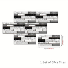 6pcs Waterproof Wall Tile Stickers for Bathroom Toilet Kitchen Living Room