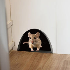 4pcs Realistic Animal Mouse Hole Stickers Self Adhesive Wall Decor