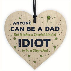 Step Dad Birthday Gift Wooden Heart | Thank You Gift For Step Dad