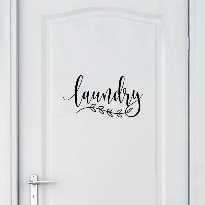 Laundry Door Sign Sticker Farmhouse Style Vinyl Wall Decals
