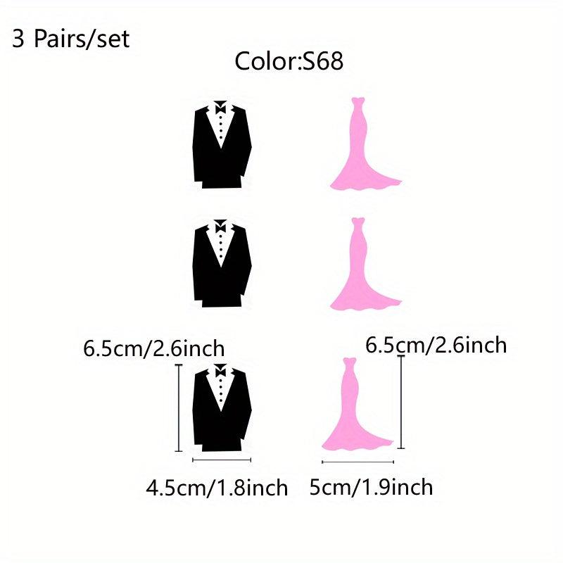 3pcs Mr & Mrs Wine Glass Stickers Wedding Decals