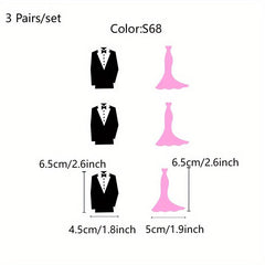 3pcs Mr & Mrs Wine Glass Stickers Wedding Decals
