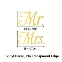 3pcs Mr & Mrs Wine Glass Stickers Wedding Decals