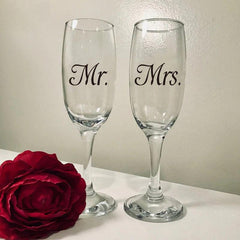 3pcs Mr & Mrs Wine Glass Stickers Wedding Decals