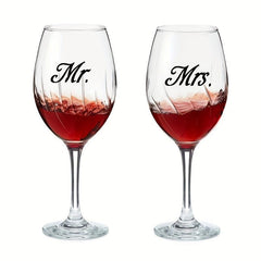 3pcs Mr & Mrs Wine Glass Stickers Wedding Decals