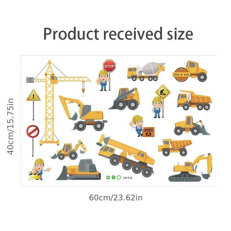 Excavator Wall Sticker Construction Truck DIY Party Favor For Kids